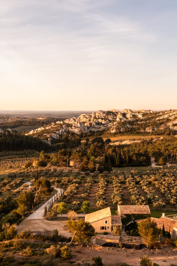 sunset over provencal villa