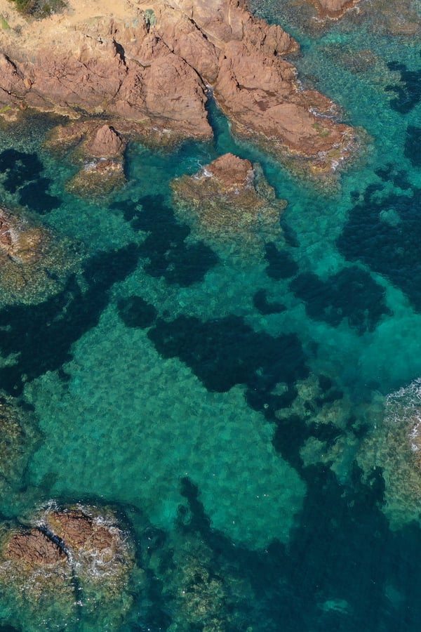 drone shot of calanques