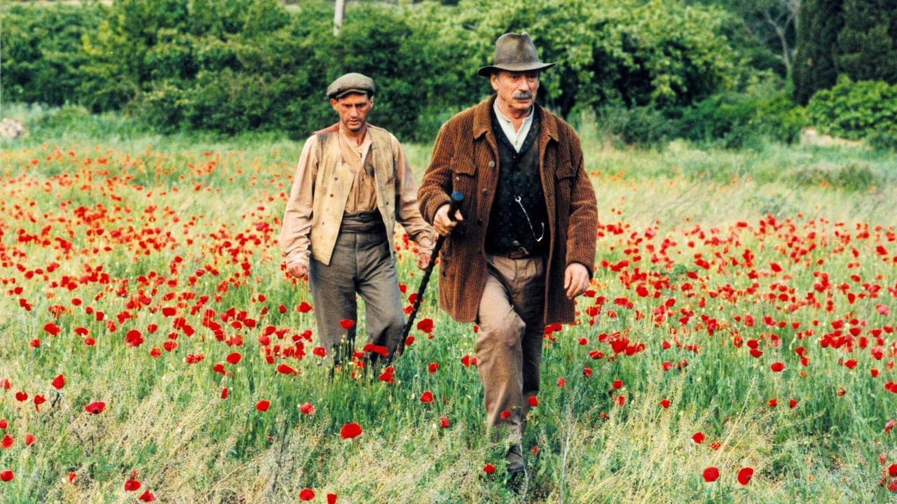 men walking through flowers