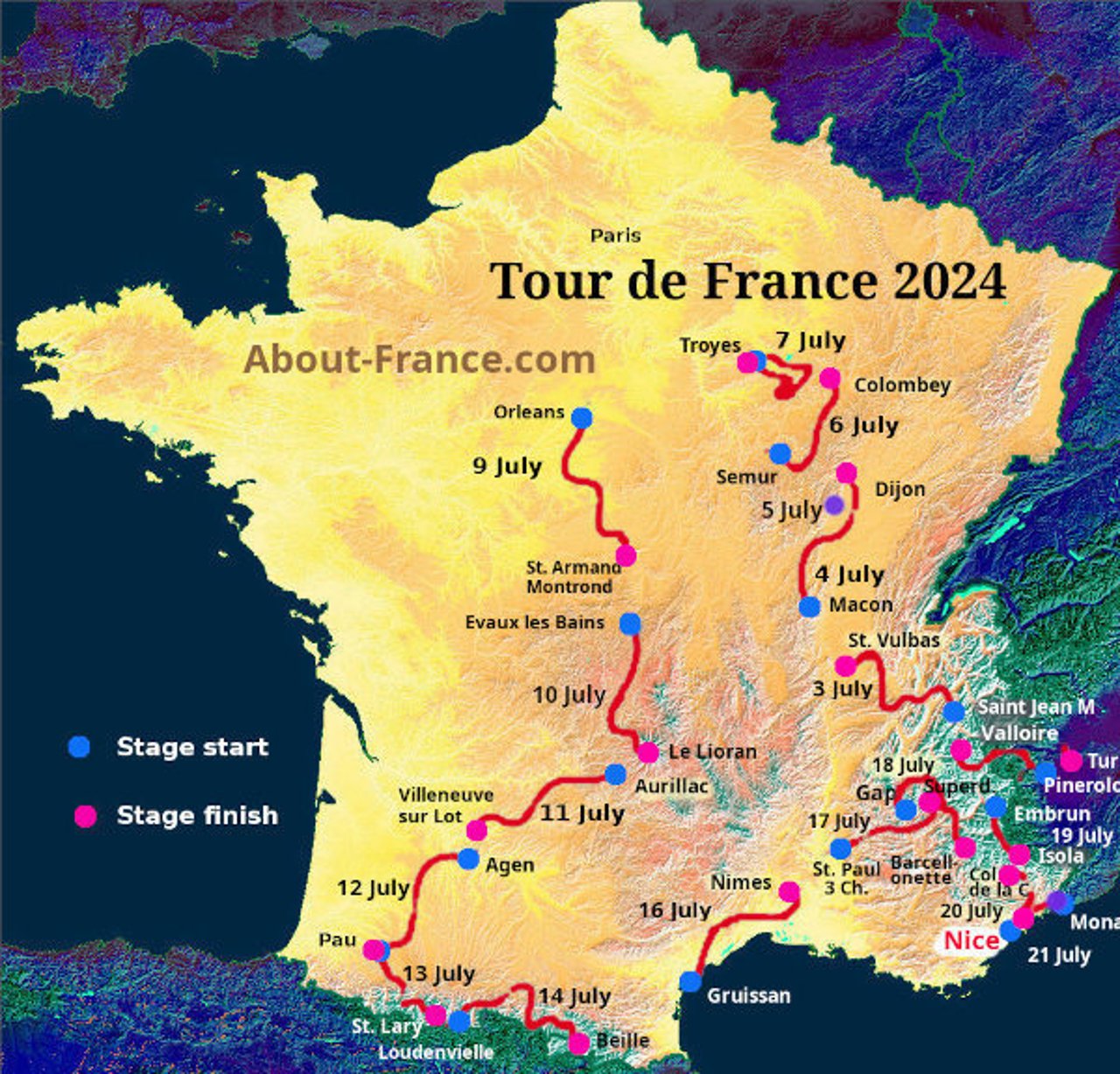 Map tour de france