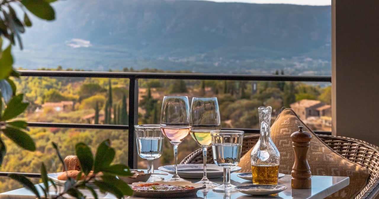 wine on a terrace