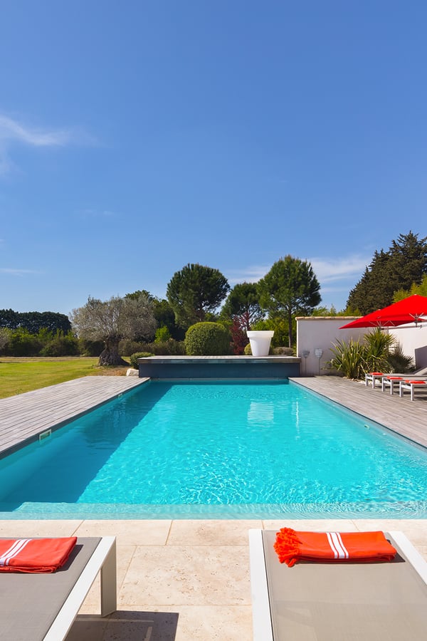 pool and sun loungers