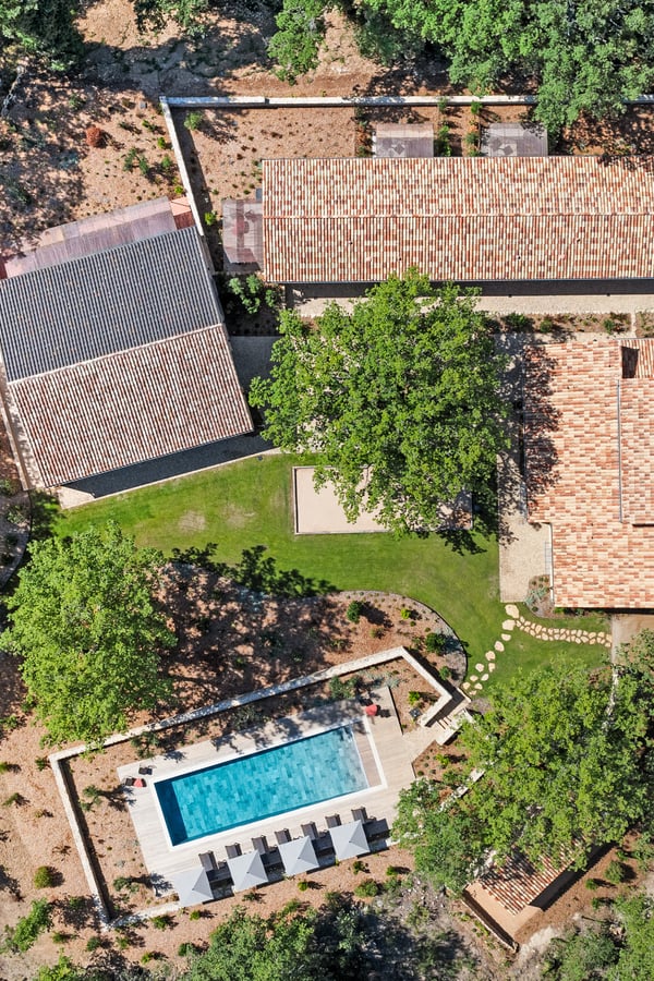 aerial shot villa