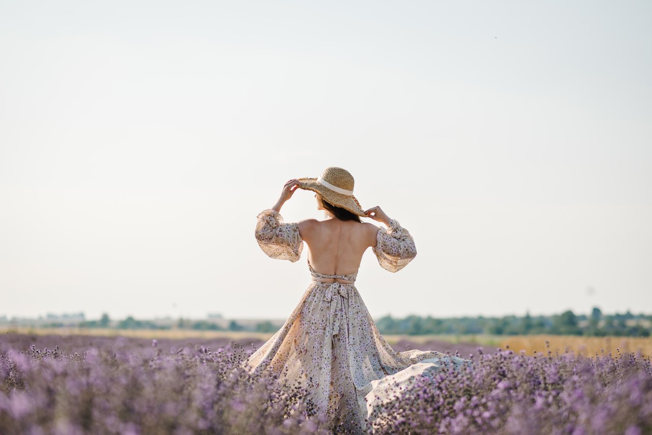 Women in lavender field