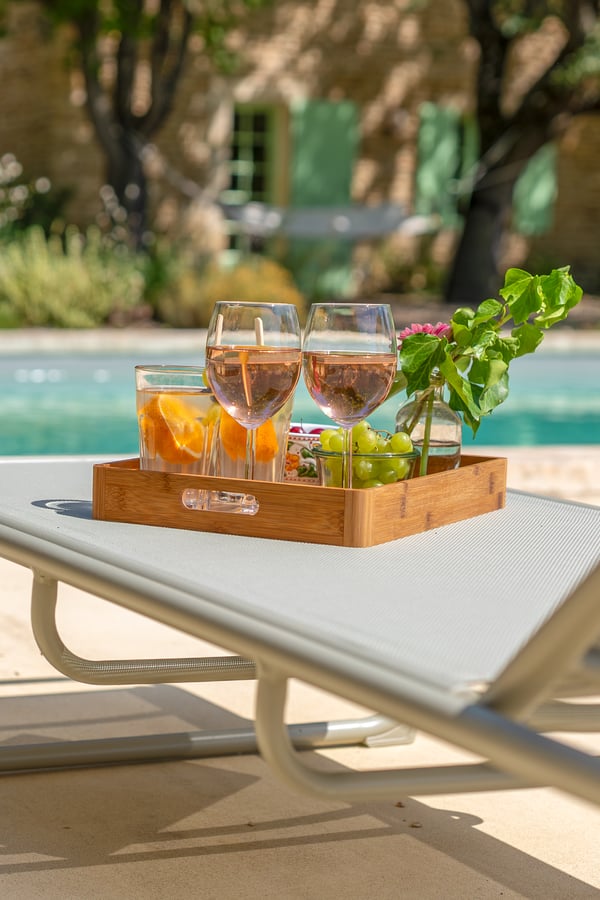 wine on sun loungers