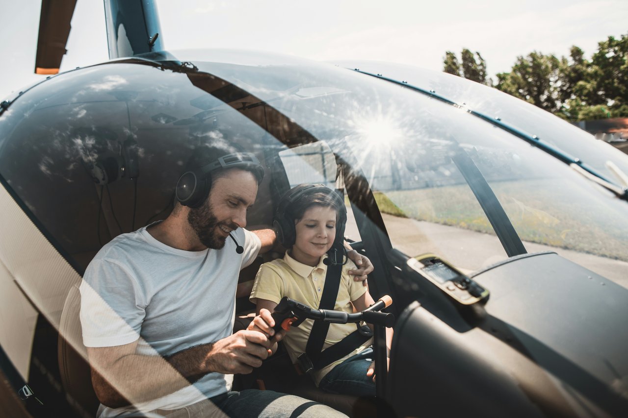 family in helicopter