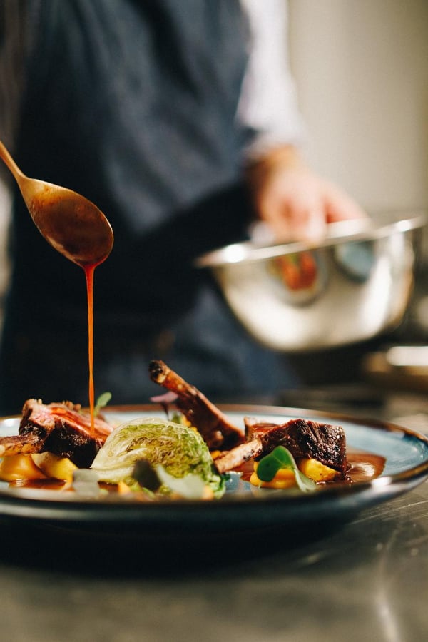 dinner plate and food