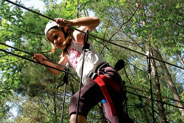 Parcours acrobatique forestier et tyrolienne
