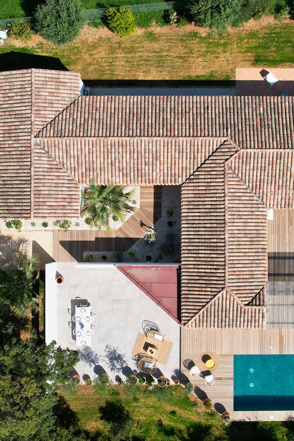 ariel shot of villa